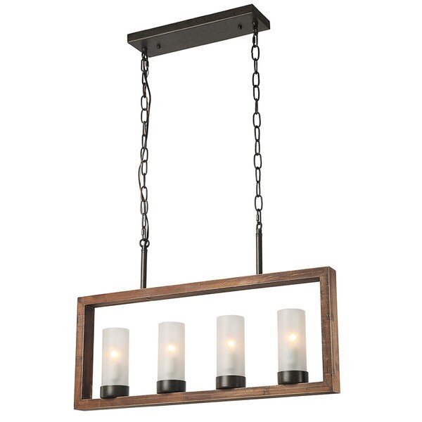 LNC Rectangular 2024 Wood Chandelier