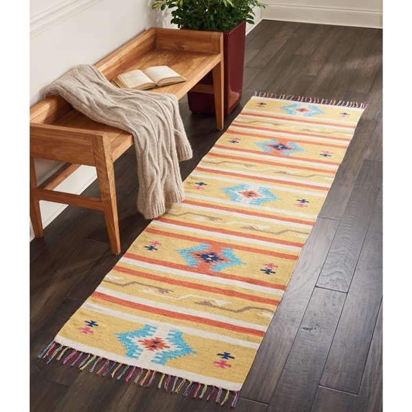 Nourison Baja Reversible Yellow Runner Rug 2 3 X 7 6 X7 Nourison Baja Reversible Yellow Runner Rug 2 X27 3 X 7