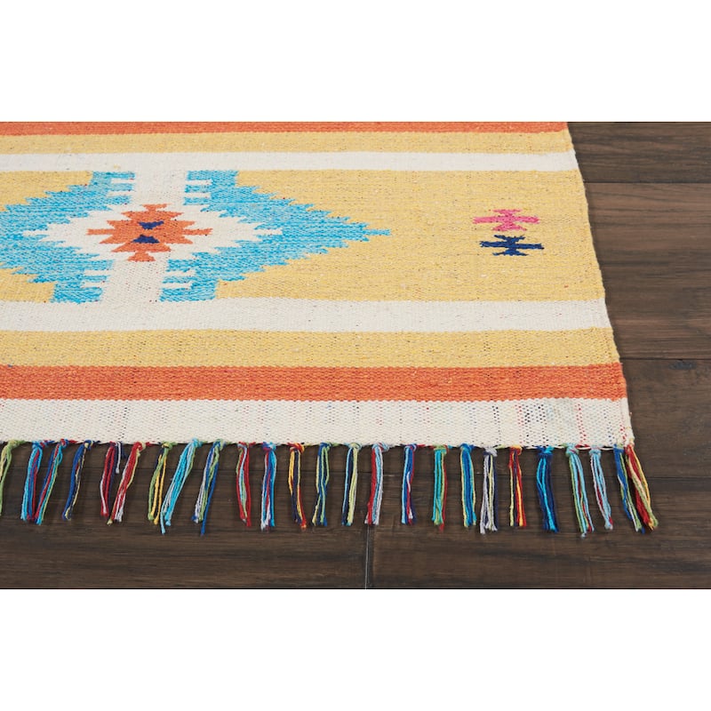 Nourison Baja Aztec Print Fringe Area Rug