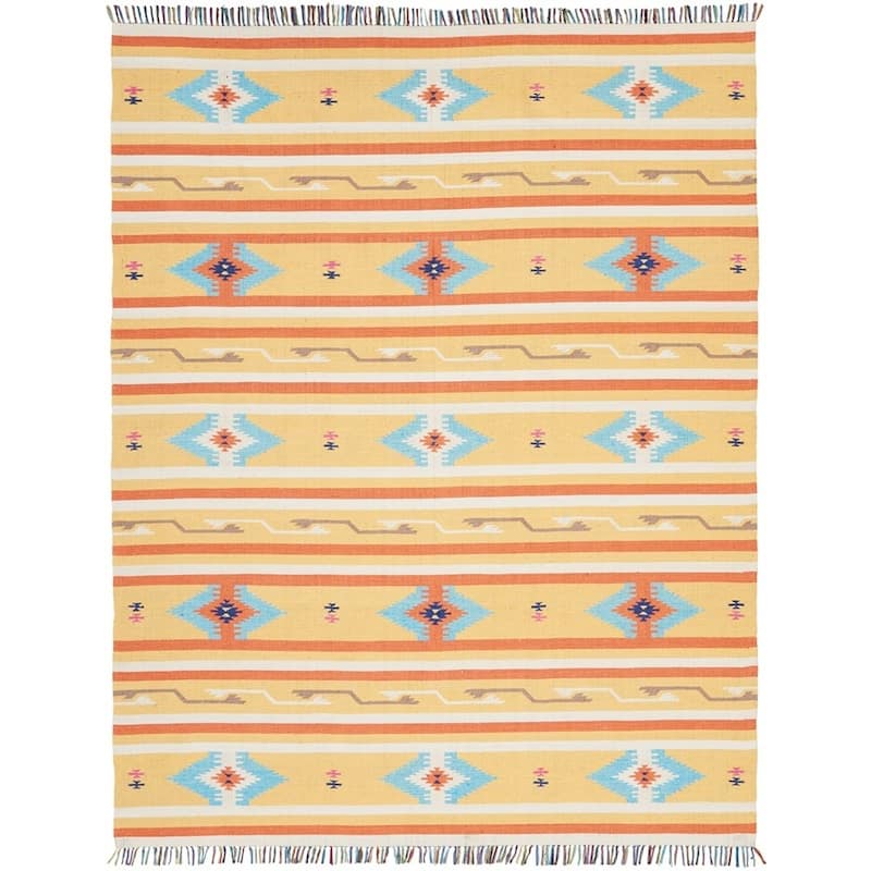 Nourison Baja Aztec Print Fringe Area Rug - 6' 6" x 9' 6" - Yellow - Runner/Rectangle