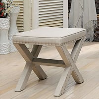 Furniture of America Kyon Contemporary Linen X-shaped Ottoman