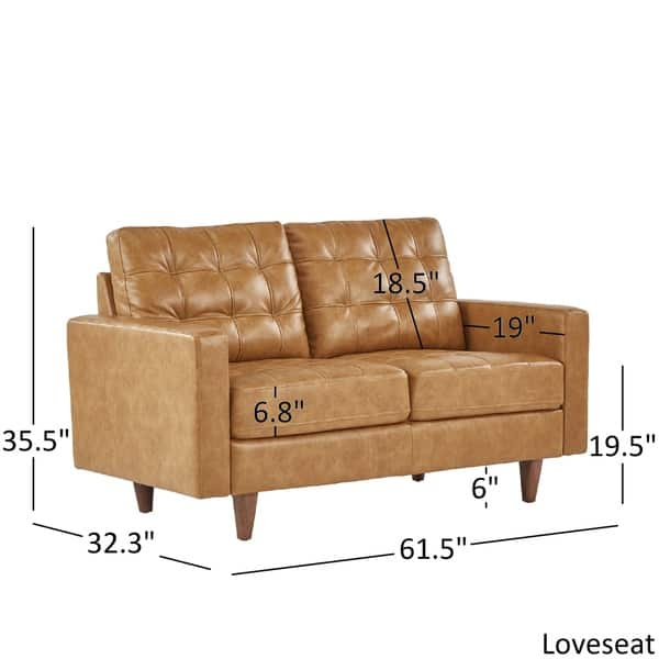 dimension image slide 2 of 3, Odin Caramel Leather Gel Sofa by iNSPIRE Q Modern