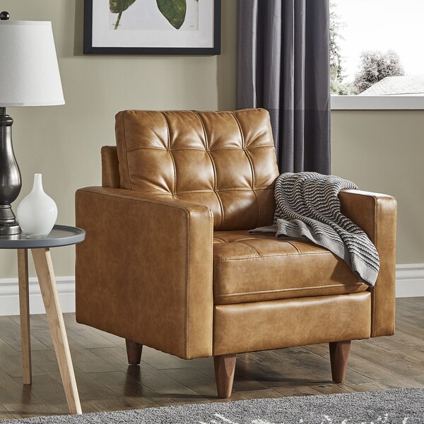 Odin Caramel Leather Gel Sofa by iNSPIRE Q Modern - Bed Bath