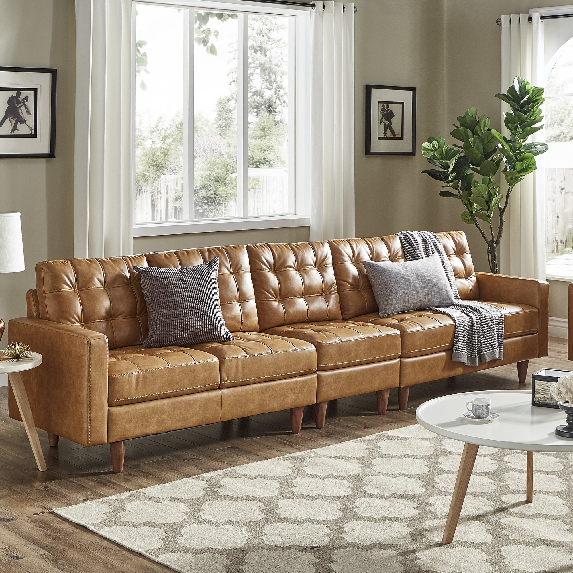 caramel leather chair living room