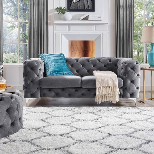 Corvus Aosta Tufted Velvet Chesterfield Loveseat On Sale Bed Bath