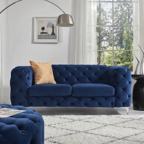 Corvus Aosta Tufted Velvet Chesterfield Loveseat