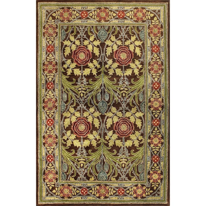 Bashian Hastings Transitional Floral Oriental Hand-tufted Area Rug - 7'9" x 9'9" - Chocolate