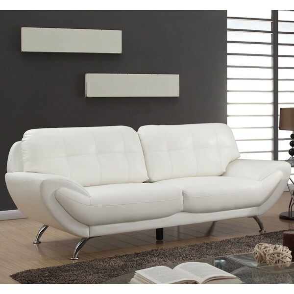 Furniture of America Aliv Contemporary Faux Leather Tufted Sofa