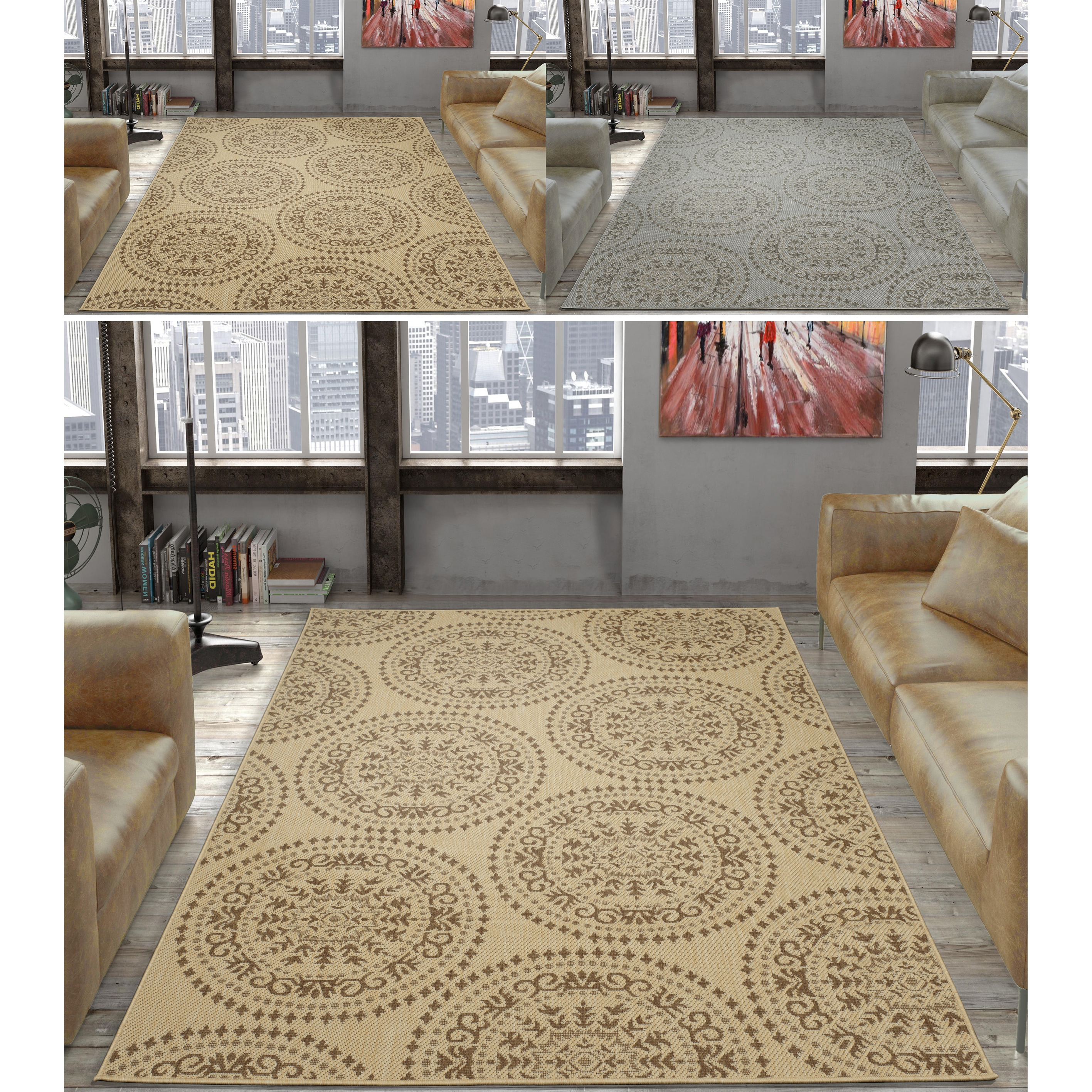 Ottomanson Jardin Medallions Design Indoor Outdoor Jute Ottomanson Jardin Medallions