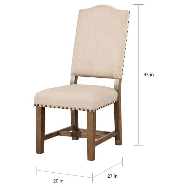 Furniture of America Dice Rustic Wood Side Chairs, Beige (Set of 2