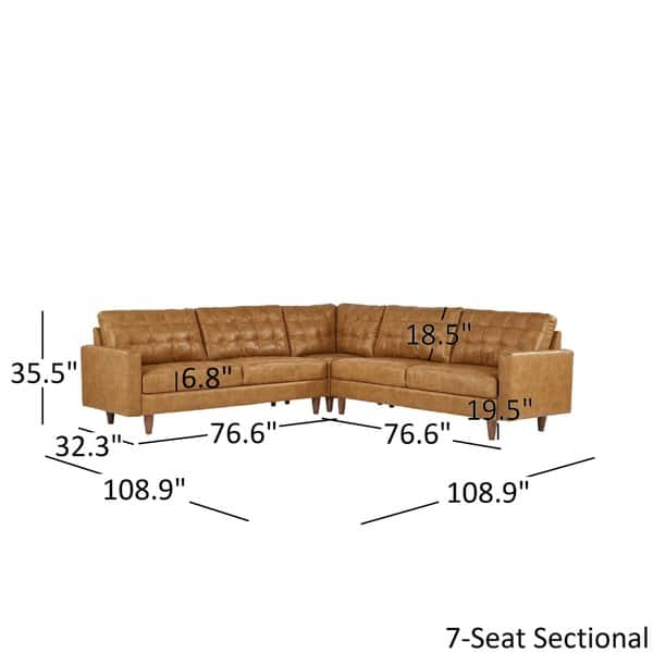 dimension image slide 0 of 3, Odin Caramel Leather Gel L-shape Sectional by iNSPIRE Q Modern