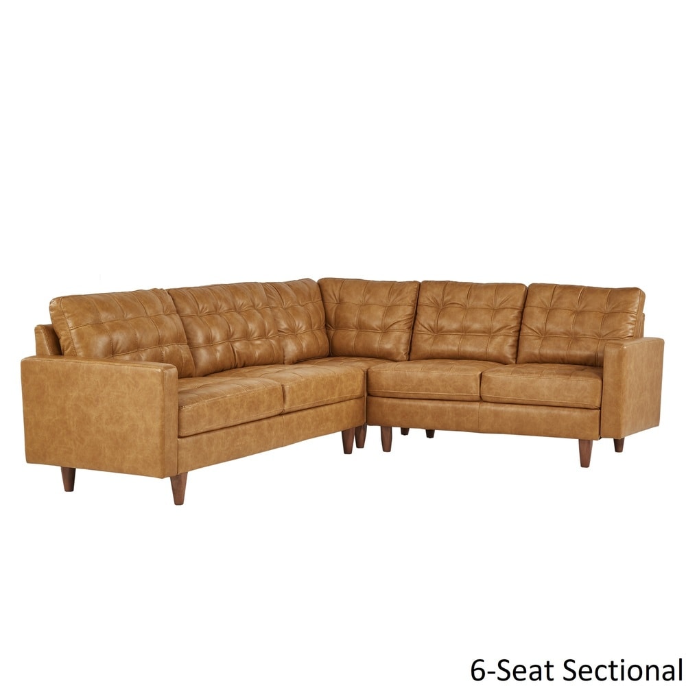 Odin Caramel Leather Gel L-shape Sectional by iNSPIRE Q Modern