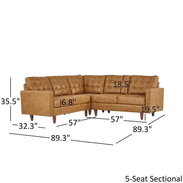 dimension image slide 1 of 3, Odin Caramel Leather Gel L-shape Sectional by iNSPIRE Q Modern