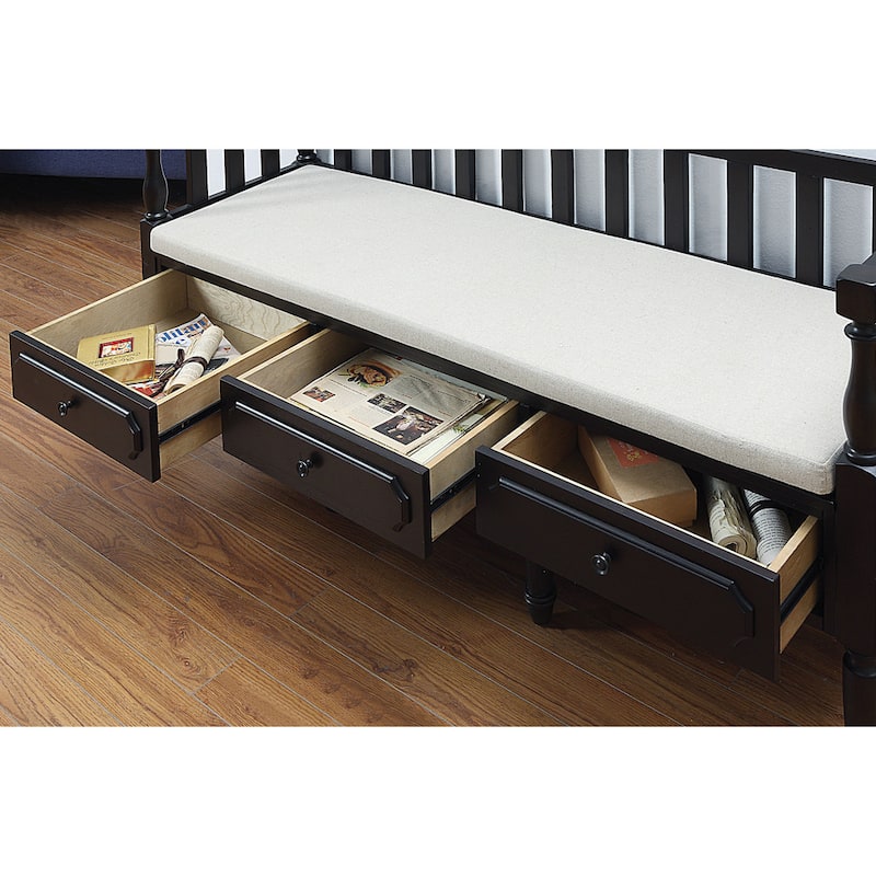 Kram Farmhouse Fabric Padded 3-Drawer Storage Bench by Furniture of America