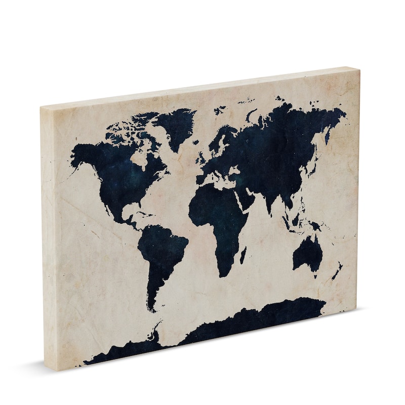 Porch & Den Kahili Tompsett 'World Map - Navy' Canvas Art