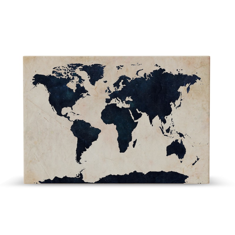 Porch & Den Kahili Tompsett 'World Map - Navy' Canvas Art