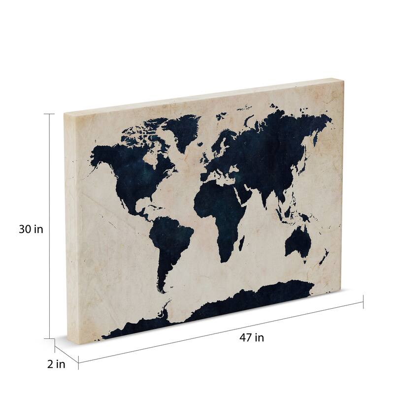 Porch & Den Kahili Tompsett 'World Map - Navy' Canvas Art