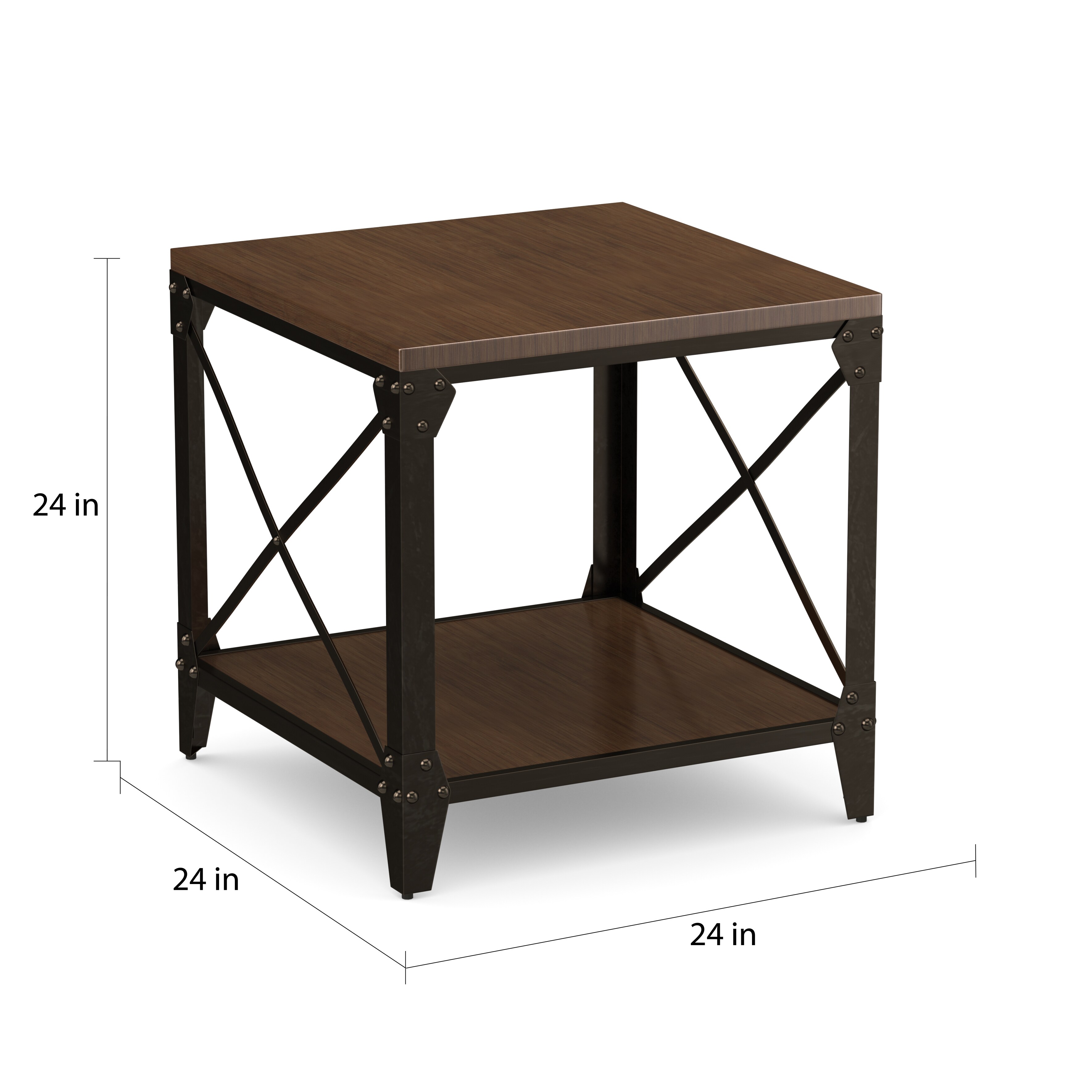 Carbon Loft Fischer Solid Wood And Iron Rustic Square End Table Carbon Loft Fischer Solid Wood And Iron Rustic Square End Table