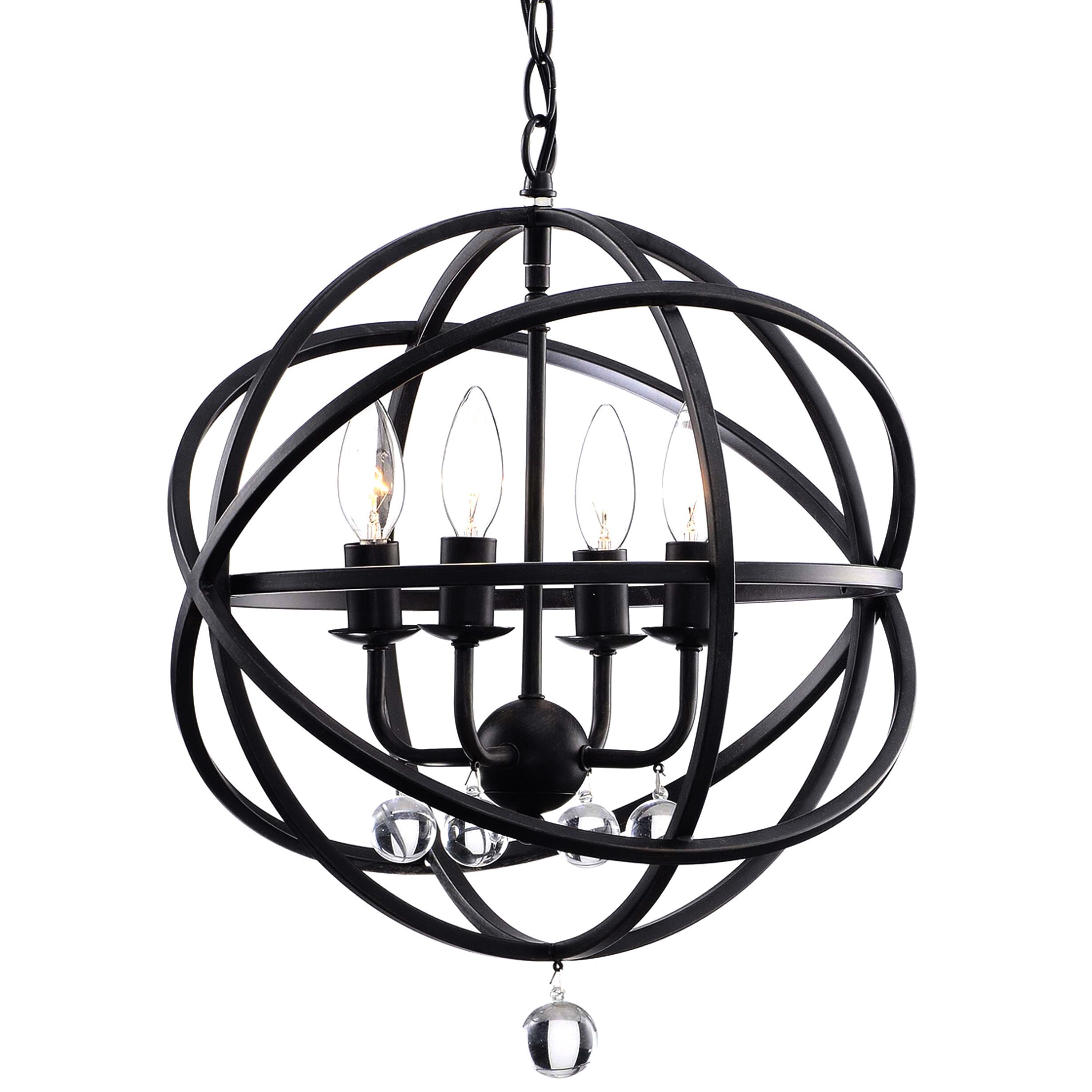 Silver Orchid Shearer Antique Black Metal Sphere 4-light Crystal Chandelier (Metal, Crystal Chandelier, Antique Bronze) - Chandeliers For Bedrooms by Overstock.com