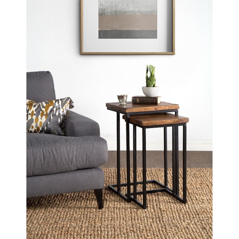 Carbon Loft Morse Natural Wood and Iron Nesting Table