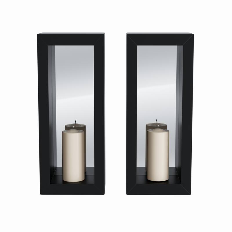 Danya B Set of 2 Vertical Mirror Pillar Candle Sco