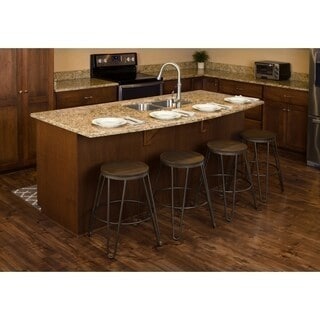 Carbon Loft Hall Wood and Metal Bar Stools (Set of 4)