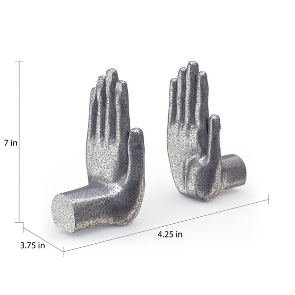 Danya B Antique Silver "Hands" Bookend Set Of 2 - Bed Bath & Beyond ...