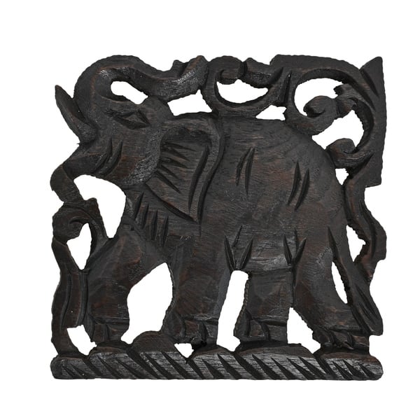 Majestic Elephant Hand Carved Teak Wood Wall Art Majestic Elephant Hand Carved Teak Wood Wall Art