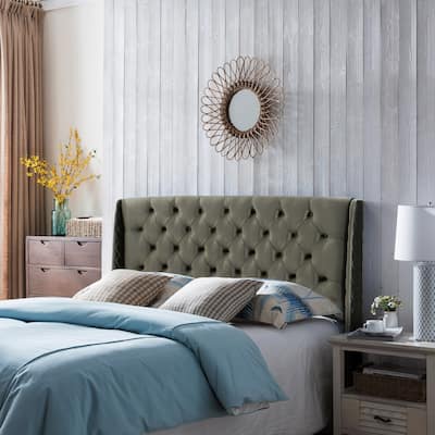Lidia Adjustable Wingback Queen/ Full Tufted Velvet Headboard by Christopher Knight Home