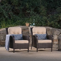 Savona Outdoor Wicker Club Chair with Cushions (Set of 2) by Christopher Knight Home