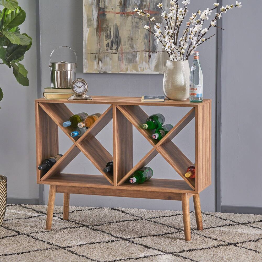 Birny Mid-Century Modern Wood Wine Shelf Cabinet by Christopher Knight Home - 40.00" L x 11.75" W x 32.00" H