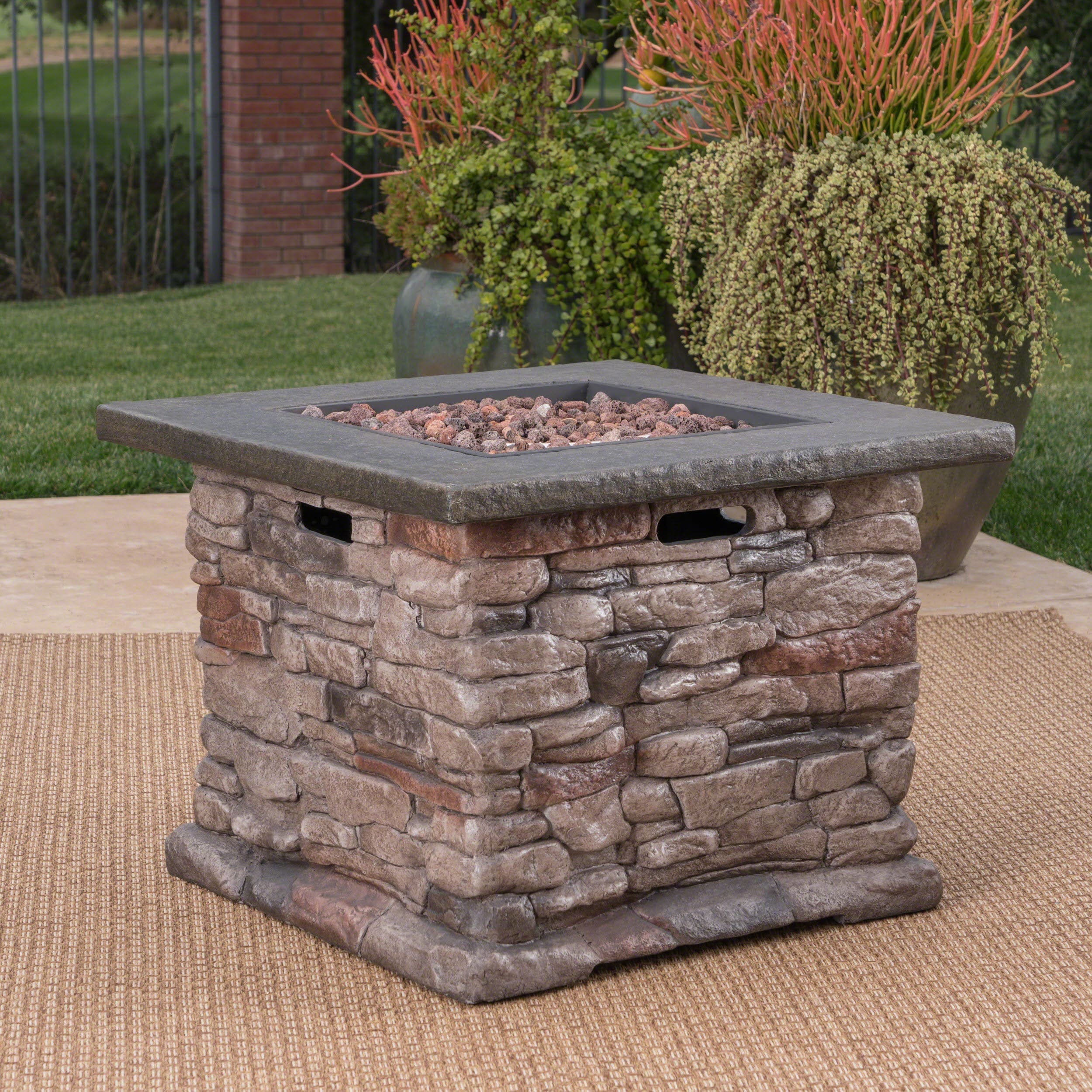 Shop Stonewall Outdoor Propane Square Fire Pit With Lava Rocks By