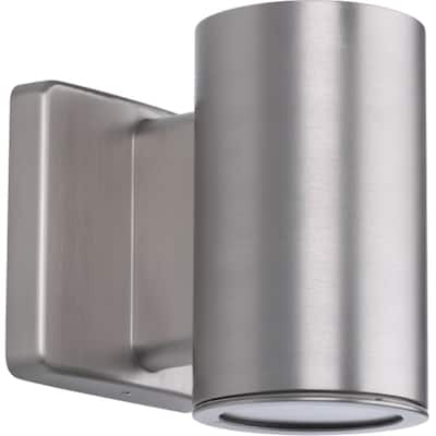 Cylinders 3" Satin Nickel LED Modern Outdoor Small Wall Lantern Light