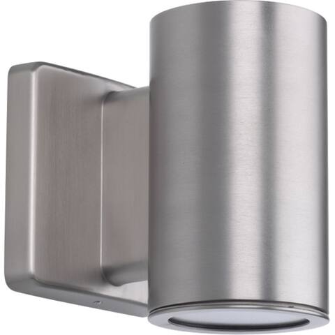 Cylinders 3" Satin Nickel LED Modern Outdoor Small Wall Lantern Light - N/A