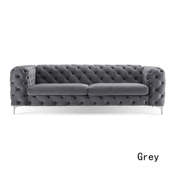 Abbyson Living Grand Chesterfield Grey Velvet Sofa (Grey) (Foam ...