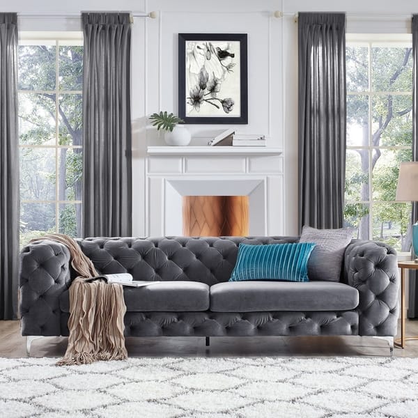 Shop Corvus Aosta Tufted Velvet Chesterfield Sofa On Sale Free