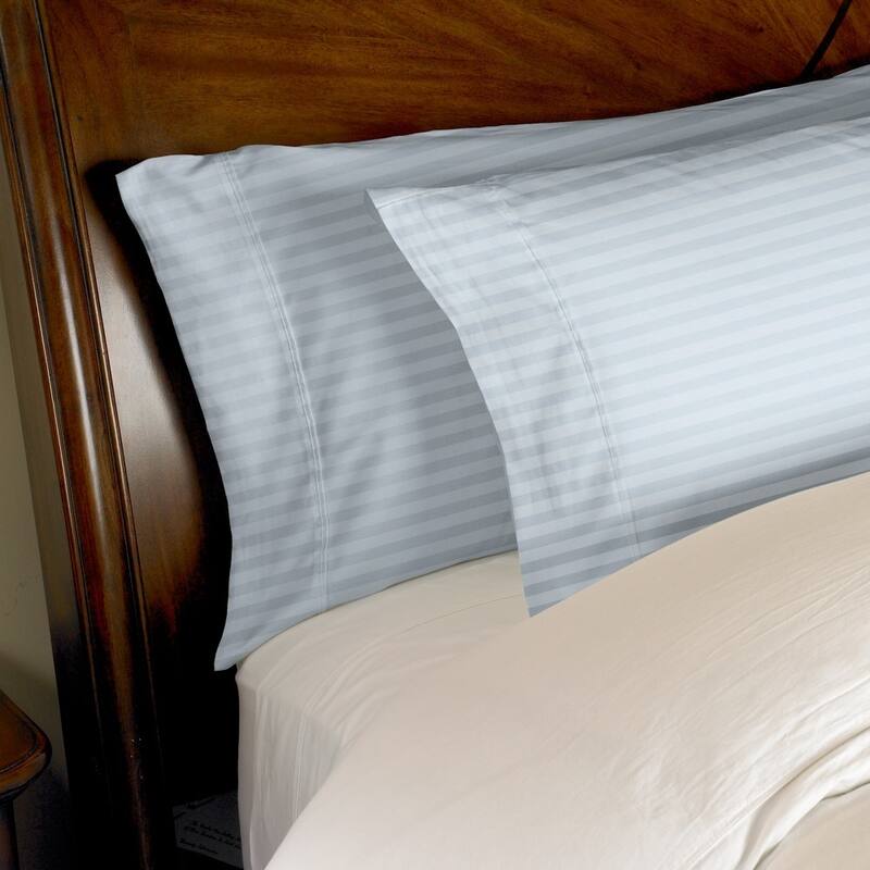 Kotter Home 300 Thread Count Striped Cotton Pillowcase Set - Light Blue - Standard