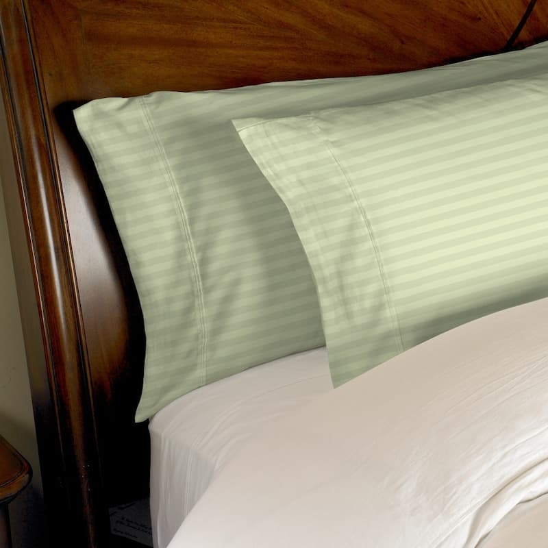 Kotter Home 300 Thread Count Striped Cotton Pillowcase Set - Mint - King