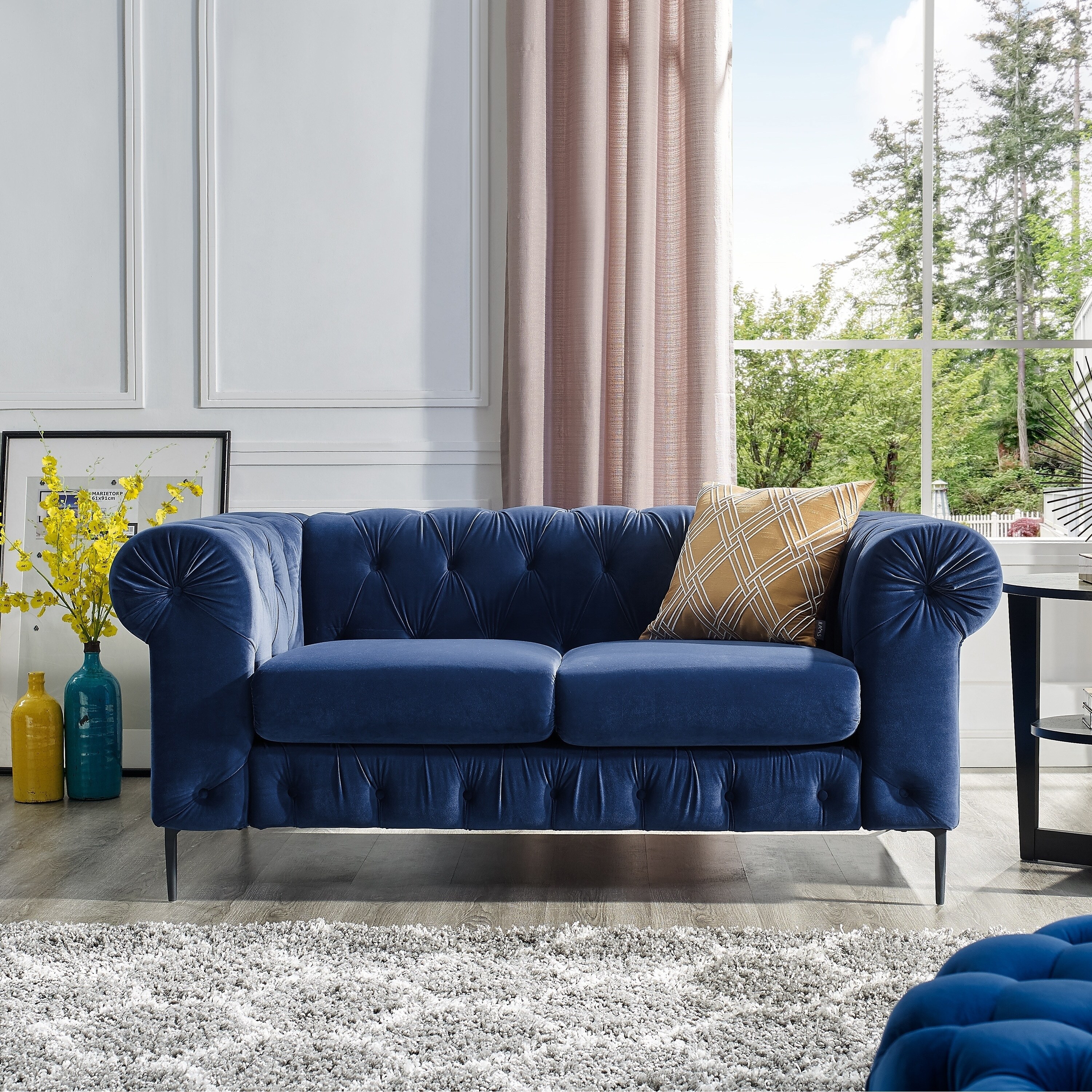 Corvus Prato Tufted Velvet Chesterfield Loveseat Sofa With Corvus Prato Tufted Velvet
