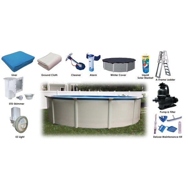 Bali 24' Round 52" Steel Wall Above Ground Pool Ultimate Package