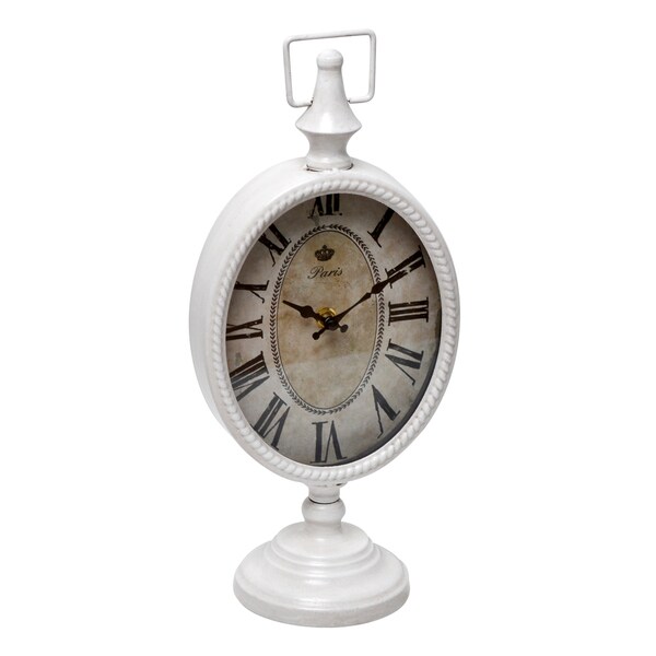 WHITE METAL TABLE CLOCK
