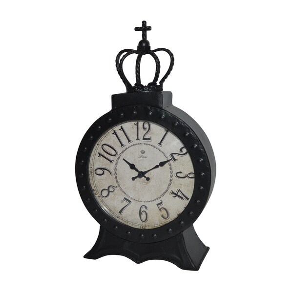 BLACK METAL TABLE CLOCK