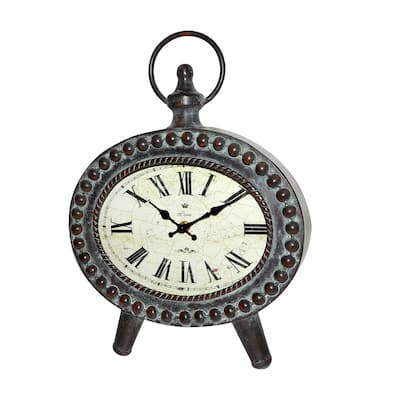 COPPER OVAL METAL TABLE CLOCK