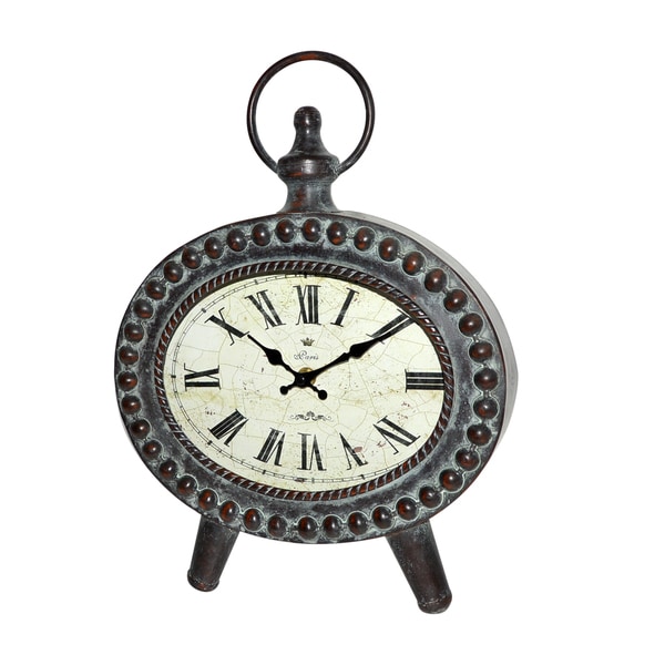 COPPER OVAL METAL TABLE CLOCK