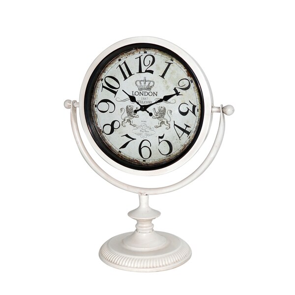 OFF WHITE METAL TABLE CLOCK