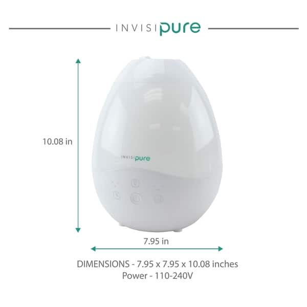 dimension image slide 1 of 2, InvisiPure Top Fill Humidifier - Safe for Essential Oils Aromatherapy - XL Tank, Night Light, Filterless, and BPA Free