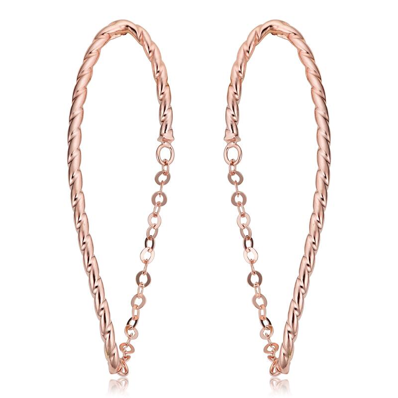 Fremada Italian 14k Rose Gold Chain Twisted Oval Earrings
