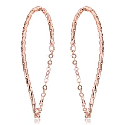 Fremada Italian 14k Rose Gold Chain Twisted Oval Earrings