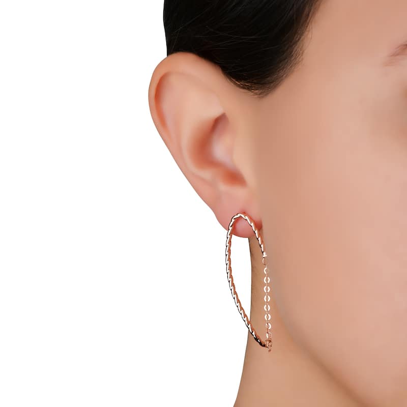 Fremada Italian 14k Rose Gold Chain Twisted Oval Earrings