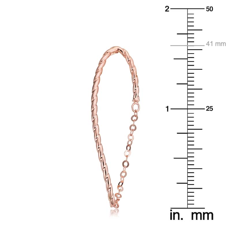 Fremada Italian 14k Rose Gold Chain Twisted Oval Earrings